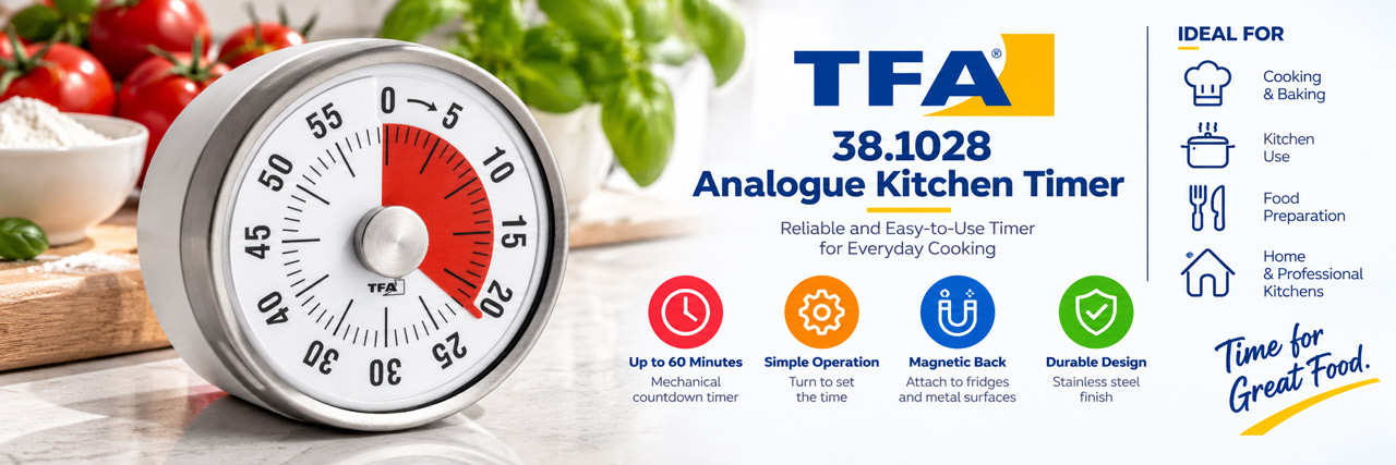 TFA 38.1028 analogue kitchen timer - banner