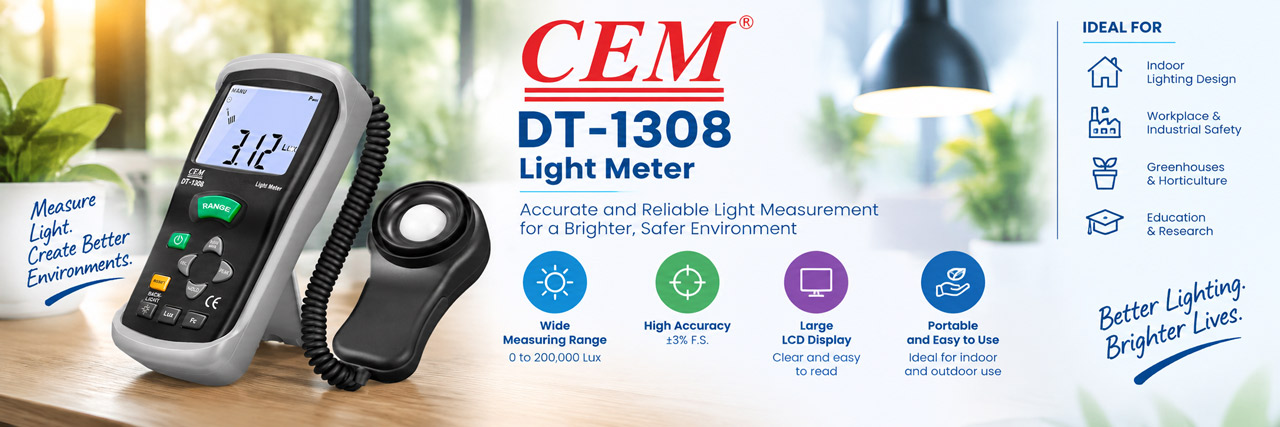 Cem DT-1308 light meter - banner